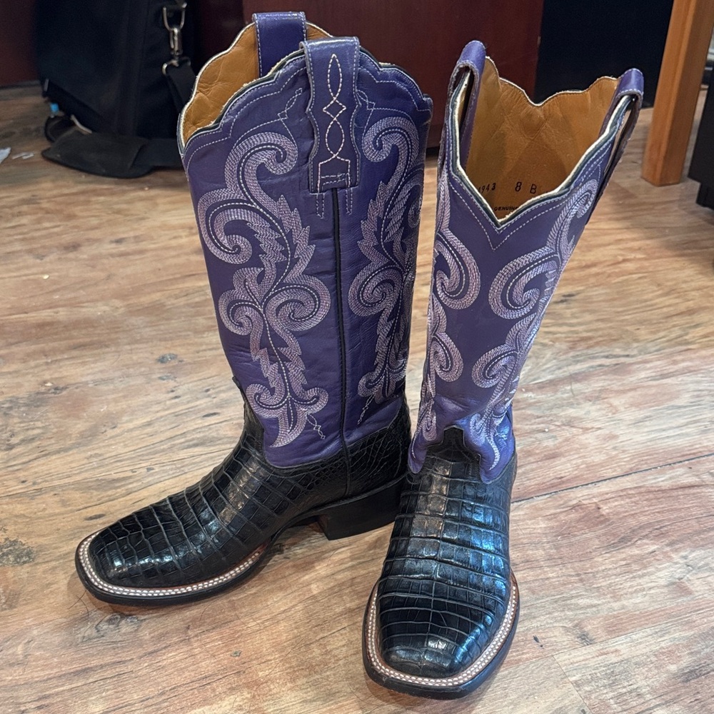 Lucchese Purple and Black Heeled Boots